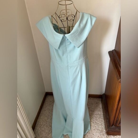 Xscape plus size blue dress with ruffle detail size 16 special occasion - Picture 9 of 10